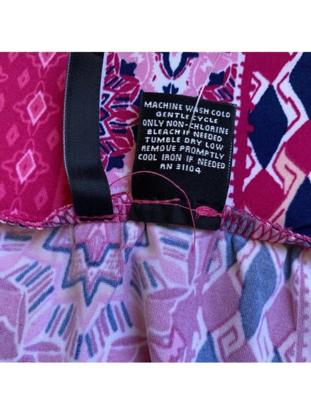 New! New Directions Pink Patterned Midi-Skirt Handkerchief Hem Size L - Picture 5 of 10